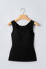 Oatmeal Solid Color Wide Strap Splicing Athleisure Tank Top