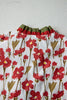 Red Floral Print Contrast Trim V Neck Double Ruffled Short Sleeve Blouse