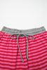 Rose Stripe Contrast Elastic Waist Casual Ribbed Shorts