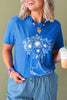 Blue Sunflower Boots Graphic Western Fashion T Shirt