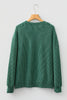 Blackish Green Twisted Rib Outlined Merry Letter Graphic Loose Long Sleeve Top