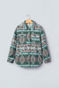 Green Geometric Print Button Front Long Sleeve Shacket