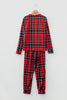 Red Festive Plaid Print Round Neck Long Sleeve and Pants 2 Piece Lounge Set
