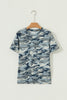 Green Camouflage Print Crew Neck T Shirt