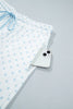 Light Blue Polka Dot Patchwork Colorblock Long Sleeve Casual Two Piece Pants Set
