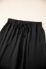 Black Buttoned Vest Drawstring Wide Leg Pants 2pcs Set