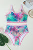Pink Leopard Ricrac Trim Square Neck High Waist Bikinich