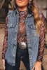 Ashleigh Blue Solid Denim Button Front Pocket Sleeveless Cowboy Vest