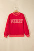 Tomato Red Polka Dot Letter Print Contrast Trim Mock Neck Sweatshirt