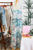 Green Tropical Palm Printed Cropped Tank Drawstring Wide Leg Pant Set