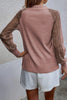 Pink Black Striped Mesh Long Sleeve Crewneck Ribbed Top
