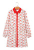 White Father Christmas Contrast Collar Button Front Long Sleeve A-line Mini Dress
