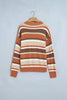 Orange Stripe Dropped Shoulder Loose Pullover Sweater