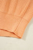 Orange Stripe Colorblock Half Zip Oversize Sweater