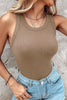Black Slim Ribbed Padded Tank Top