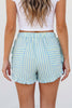 Rose Stripe Elastic Waist Ruffle Trim Casual Shorts