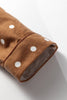 Brown Polka Dot Print Long Sleeve Shirt Pant 2pcs Pajama Set