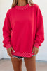 Pink Colorblock Polka Dot Contrast Trim Oversized Sweatshirt