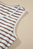 Chestnut Striped Colorblock Patchwork Sleeveless Casual Long Dress