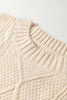 Oatmeal Cable Knit Drop Shoulder Loose Fit Sweater Dress