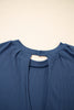 Ashleigh Blue Knit Open Back Cap Sleeve Drawstring Romper