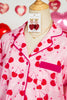 Rose Cherry Bow Mixed Print Scalloped Edge Short Pajama Set