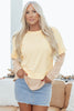 Apricot 2 in 1 Faux Two Piece Patchwork Round Neck Sweatshirt