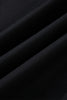 Black Striped Trim Ruffle Split Neck Long Sleeve Blouse