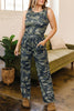 Green Camouflage Print Slim Tank Drawstring Pant Set