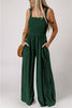 Ginger Smocked Sleeveless Wide Leg Jumpsuit with Pockets