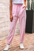 Light Pink Drawstring Waist Patchwork Solid Color Jogger Pants