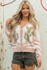 Apricot Desert Cactus Buttoned Front Sweater Cardigan