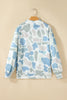 Sky Blue Camouflage Western Style Pullover Sweatshirt