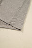 Simply Taupe Plus Size Ribbed Knit Kangaroo Pocket Henley Long Sleeve Top