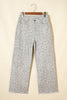 Gray Leopard Frayed Edge Wide Leg High Waist Jeans