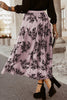 Peach Blossom Floral Leaves Embroidered High Waist Maxi Skirt