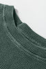 Mist Green Waffle Knit Patchwork Long Sleeve Loose Top