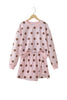 Brown Polka Dot Two Piece Set Long Sleeve Casual Skirt Set