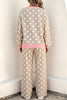 Pink Polka Dot Contrast Trim Long Sleeve Top Drawstring Shift Pants Set