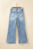 Beau Blue Acid Wash Pocket Detail Flare Jeans