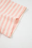 Pink Stripe Contrast Neck Loose Tee and Drawstring Shorts Set