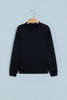 Black Oversize Drop Shoulder Reversible Mock Neck Sweatshirt