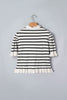 Beige Stripe Ruffle Trim Button Down Knit Short Sleeve Sweater Cardigan