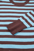 Brown Stripe Color Block Loose Crew Neck Cuffed Sweater