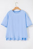 White Loose Half Sleeve Hi Low Hem T Shirt