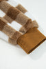 Brown Checkered Sherpa Loose Knit Cardigan with Pockets