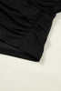 Black Sheer Mesh Patchwork High Neck Long Sleeve Top