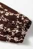 Brown Ditsy Floral Print Split Neck Long Sleeve Shirred Waist Flared Mini Dress