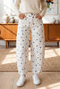 Pink Polka Dot Print Seam Detail Barrel Jeans