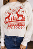 Beige Pixel Snowflake Reindeer Christmas Round Neck Casual Sweater
